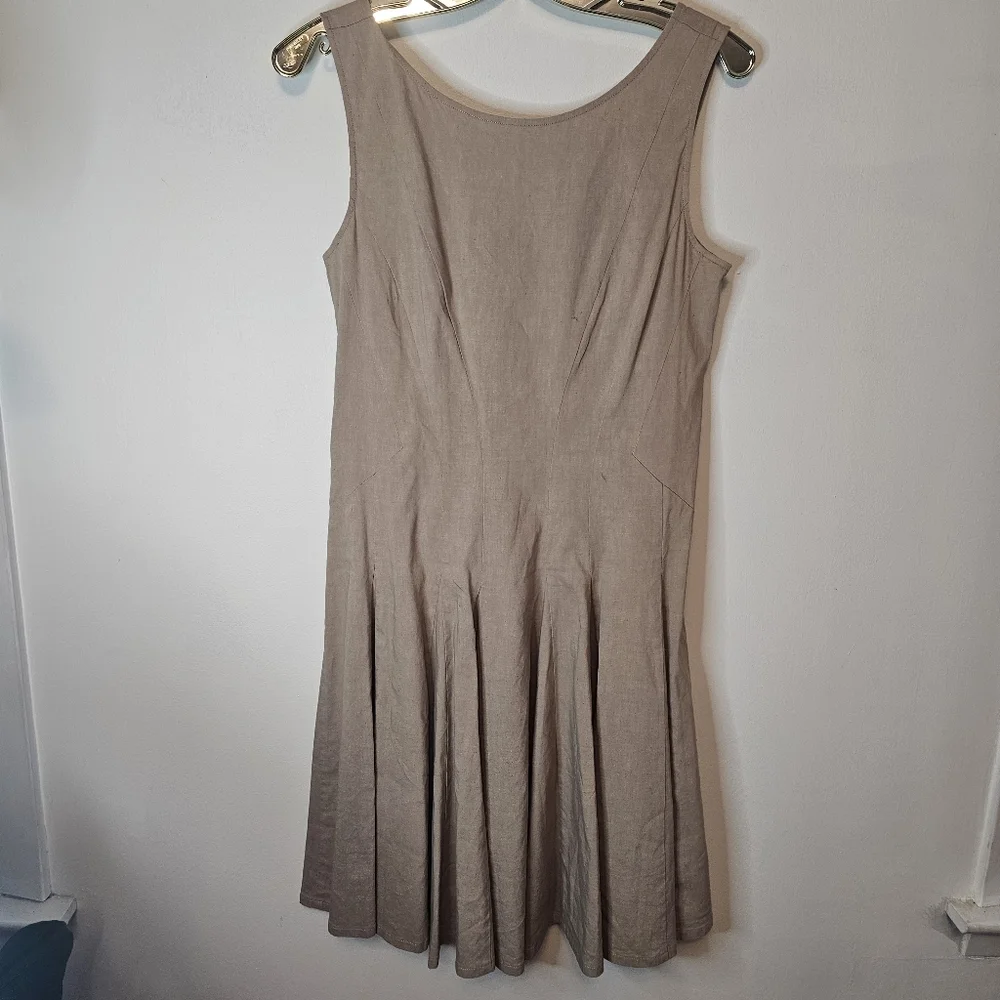 NWT Theory Kaien W Beige Linen Blend Fit & Flare Mini Dress Size 6 - Picture 3 of 14